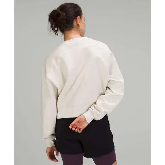 Lululemon Softstreme Perfectly Oversized Cropped Crew White Opal - Picture 4 of 9